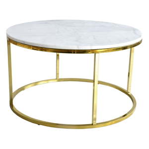 Bílý mramorový konferenční stolek s podnožím ve zlaté barvě RGE Accent, ⌀ 85 cm