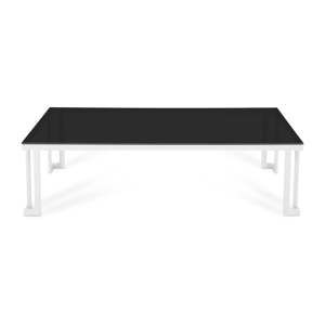 Černý skleněný venkovní stůl v bílém rámu Calme Jardin Cannes, 60 x 150 cm