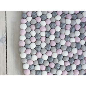 Světle růžovo-šedý kuličkový vlněný koberec Wooldot Ball Rugs, ⌀ 200 cm