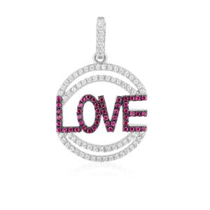 Stříbrný přívěsek s růžovými a bílými zirkony Swarovski Elements Crystals Love Heart