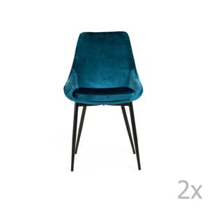 Sada 2 petrolejově modrých jídelních židlí se sametovým potahem Tenzo Lex