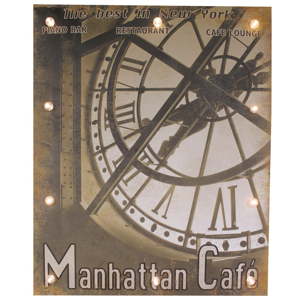 Světelná dekorace Antic Line Manhattan Cafe, 45x60 cm