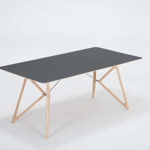 Jídelní stůl z masivního dubového dřeva s černou deskou Gazzda Tink, 180 x 90 cm