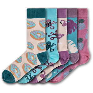 Sada 5 párů barevných ponožek Funky Steps Donuts and Animals, velikost 35 - 39