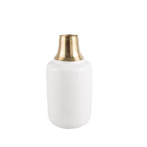 Bílá váza s detailem ve zlaté barvě PT LIVING Shine, výška 28 cm