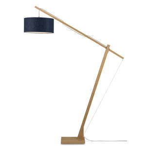 Stojací lampa s tmavě modrým stínidlem a konstrukcí z bambusu Good&Mojo Montblanc