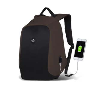 Tmavě hnědo-černý batoh s USB portem My Valice SECRET Smart Bag