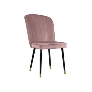 Růžová jídelní židle s detaily ve zlaté barvě JohnsonStyle Leende