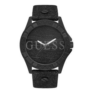 Pánské hodinky s páskem z pravé kůže v černé barvě Guess W1241G1