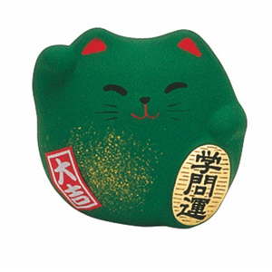 Zelená keramická dekorace ve tvaru kočky Tokyo Design Studio Lucky Cat, výška 5,5 cm