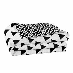 Černobílý oboustranný přehoz z mikrovlákna DecoKing Hypnosis Triangles, 240 x 260 cm