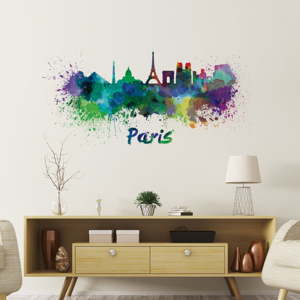 Nástěnná samolepka Ambiance Wall Decal Paris Design Watercolor, 60 x 125 cm