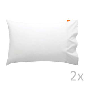 Sada 2 bavlněných bílých povlaků na polštář Happy Friday Basic, 50 x 75 cm