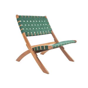 Zelená židle z akáciového dřeva s nylonovým potahem Leitmotiv Weave