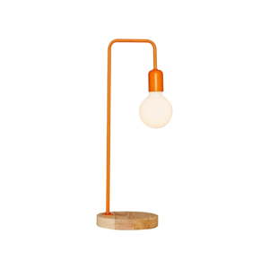 Oranžová stolní lampa s dřevěným podstavcem Valetta
