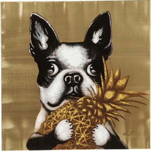 Obraz Kare Design Dog with Pineapple, 80 x 80 cm