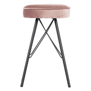 Růžová barová stolička se sametovým potahem WOOOD, výška 53 cm