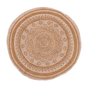 Kruhový koberec z juty a bavlny InArt Brown Mandala, ⌀ 90 cm
