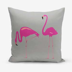Povlak na polštář s příměsí bavlny Minimalist Cushion Covers Flamingos, 45 x 45 cm