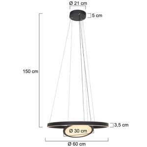 Steinhauer LED závěsné světlo Ringlux 3 zdroje černá Ø 60 cm