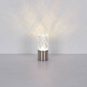 Globo Nabíjecí stolní lampa LED Lunki, niklová barva, výška 19 cm, CCT
