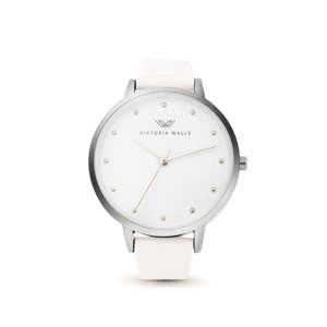 Dámské hodinky s bílým koženým řemínkem Victoria Walls Mist