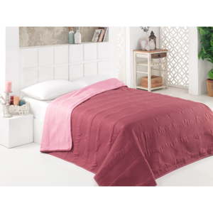 Růžovo-hnědý oboustranný přehoz přes postel z mikrovlákna, 160 x 220 cm