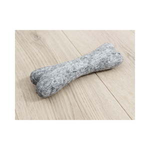 Ocelově šedá zvířecí vlněná hračka ve tvaru kosti Wooldot Pet Bones, délka 22 cm