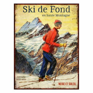 Dekorativní kovová cedule Antic Line Ski de Fond, 25 x 33 cm