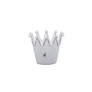 Bílý kovový svícen ve tvaru korunky Ego Dekor Crown