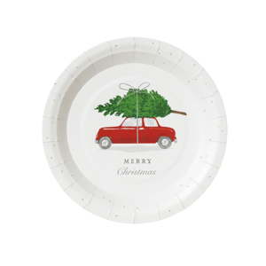 Sada 12 papírových talířů Talking tables Car and Tree, ⌀ 18 cm