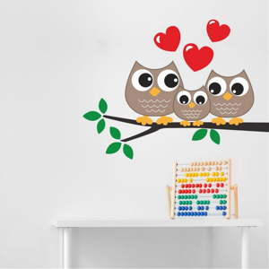 Dekorativní nálepka na stěnu Owl Family