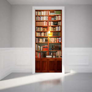 Adhezivní samolepka na dveře Ambiance Bookshelf, 83 x 204 cm