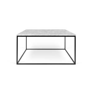 Bílý mramorový konferenční stolek s černými nohami TemaHome Gleam, 75 x 75 cm