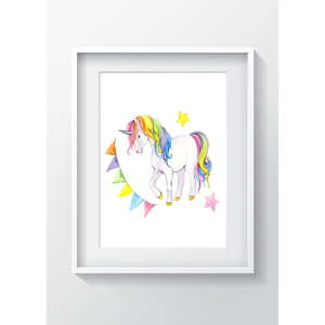 Nástěnný obraz OYO Kids Colorful Unicorn, 24 x 29 cm
