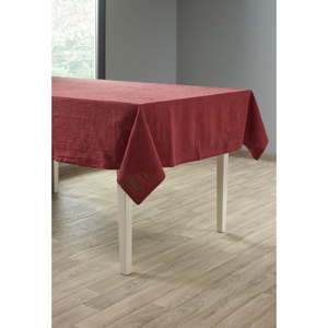 Vínově červený ubrus s příměsí lnu Tiseco Home Studio, 135 x 240 cm