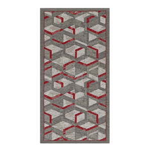 Šedo-červený běhoun Floorita Hypnotik, 55 x 190 cm