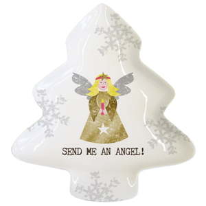 Dekorativní tác z kostního porcelánu s vánočním motivem PPD Send Me An Angel, 12,5 x 15 cm