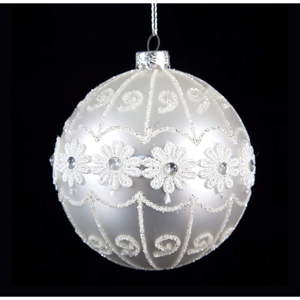 Sada 6 skleněných vánočních ozdob ve stříbrné barvě DecoKing Melissa