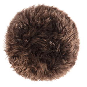 Tmavě hnědý podsedák z ovčí kožešiny na jídelní židli Royal Dream Zealand Round, ⌀ 35 cm