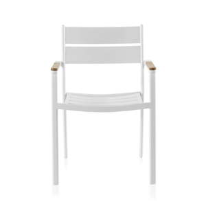 Bílá zahradní židle s týkovým dřevem Geese Giulia, šířka 56 cm