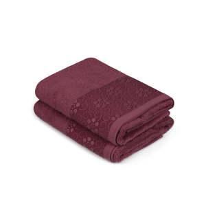 Sada 2 tmavě červených ručníků z čisté bavlny Grande, 50 x 90 cm