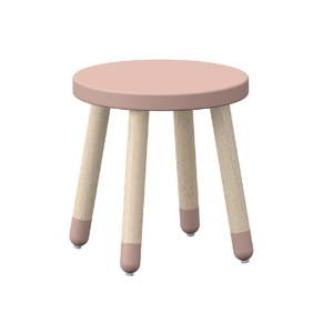 Růžová dětská stolička s nohami z jasanového dřeva Flexa Dots, ø 30 cm