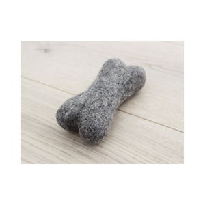 Ořechově hnědá zvířecí vlněná hračka ve tvaru kosti Wooldot Pet Bones, délka 14 cm
