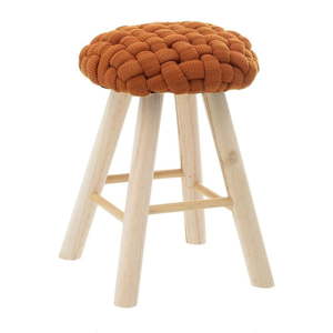 Dřevěná stolička s oranžovým sedákem InArt Etno