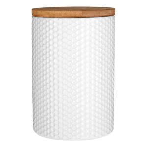 Bílá dóza s bambusovým víkem Premier Housewares, ⌀ 10 cm