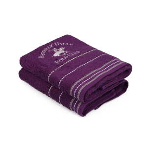 Sada 2 fialových ručníků na ruce Polo Club, 50 x 90 cm