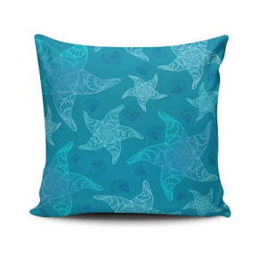Povlak na polštář s příměsí bavlny Cushion Love Azulo, 45 x 45 cm