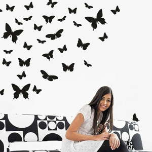 Černá samolepka na stěnu Wallvinil Motýlí ráj