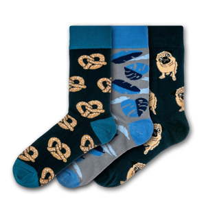 Sada 3 párů pánských ponožek Funky Steps Blue Mix, velikost 41 - 45